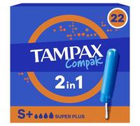 Tampax Compak, Tampons Avec Applicateur Super Plus, 22 Pochettes Individuelles, Flux Abondants, Sans Parfum et Colorant, Testé sous Controle Gynécologique, Protection Et Confort Pendant Vos Règles