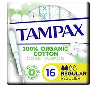 Tampax Cotton Protection, Régulier, 16 Tampons Avec Applicateur en Plastique Végétal, Flux Légers à Moyens, Coeur de Tampon En Coton Biologique
