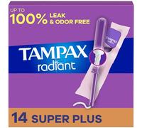 Tampax Lot de 14 tampons radiants super absorbants, avec tresse anti-fuite, non parfumés