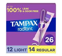 Tampax Lot de 26 tampons radiants applicateurs en plastique Absorption légère/régulière