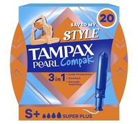 Tampax Pearl Compak Super Plus Tampons Avec Applicateur x20, Protection Anti-Fuites, Confort Et Insertion Facile