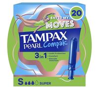 Tampax Pearl Compak Super Tampons Avec Applicateur x20, Protection Anti-Fuites, Confort Et Insertion Facile