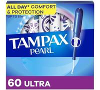 Tampax Pearl Lot de 60 tampons avec tresse anti-fuite, ultra absorbants, non parfumés