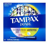 Tampax Pearl Tampons Light/Regular/Super Absorbency with LeakGuard Braid Triple Pack Scented 34 Count