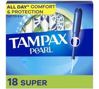 Tampax Pearl Tampons super absorbants, avec tresse anti-fuite, non parfumés, 18 pièces