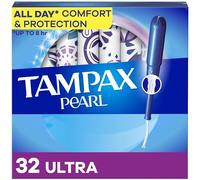 Tampax Pearl Tampons ultra absorbants avec tresse anti-fuite, non parfumés, 32 pièces