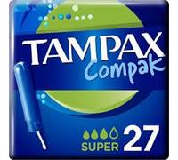 Tampax Tampons super discrets avec applicateur 27 tampons, insertion confortable et propre, double jupe de protection, protection contre les fuites et discrétion, super absorbant