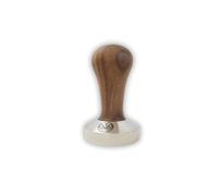Tamper 58,5 mm pour IMS et E&B, panier filtre de compétition de laboratoire, noyer italien et acier inox. Fond plat.