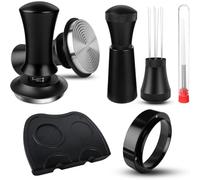 Tamper à café 58 mm avec outil WDT, entonnoir doseur de 58 mm, tapis de tamper, base plate en acier inoxydable compatible avec machine à café expresso (58 mm)