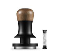 Tamper à Café à Base Plate 58mm, Pression Constante 30Lbs, Poignée Bois de Noyer Ergonomique - Ressort Calibré avec Retour Sonore, Profondeur Auto - Réglable, Idéal et Amateur (51mm)