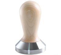Tamper à café en acier inoxydable avec poignée en bois pour accessoires de cafetière à expresso de 51 mm, 52 mm, 54 mm, 58 mm (53 mm, jaune)