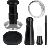 Tamper à expresso à double ressort en acier inoxydable 304 avec pression constante de 13,6 kg et fonction de nivellement automatique, livré avec kit d'accessoires 5 en 1 avec entonnoir doseur