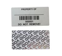 TamperSeals Group - 100 Pièces 2,5 x 5,0 cm Argent Total-Transfért Inviolable par Sécurité Void Stickers, Étiquettes d’actif, et Sceau de Sécurité (Argent mat, code-barres pré-imprimé, étanche)