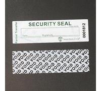 TamperSeals Group - 100 Pièces 2,5 x 8,5 cm Étiquettes, Stickers, Autocollantes Void Inviolable de Sécurité Garantie à Transfert Partiel (Blanc, Laser Holographique Sceau, Numéros de Série)