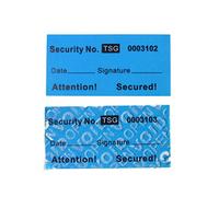 TamperSeals Group - 100 pièces Non Transfert Inviolable par Sécurité Void Stickers, Étiquettes, et Sceau de Sécurité (Numéros de Série Unique, Bleu, 2,5 x 5,0 cm)