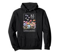 Tampon 85 Years Loved Blessed Papillon Fleur 85e Anniversaire Sweat à Capuche