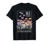 Tampon 85 Years Loved Blessed Papillon Fleur 85e Anniversaire T-Shirt