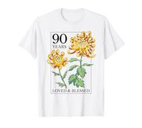 Tampon 90 Years Loved and Blessed Floral Flower 90th Birthday T-Shirt