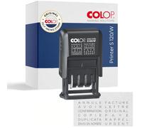 Tampon à bande de texte COLOP | S120/W | Noir | 12 textes | Tampon auto-encreur avec encre noire intégrée et bande de 12 textes. Idéal pour les fournitures de bureau.