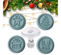 Tampon à biscuits de vacances | 4 motifs de tampons à biscuits en silicone - Élan de qualité alimentaire, boîte, arbres de Noël, bonhomme en pain d'épices, moule à biscuits, fournitures de fête de