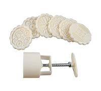 Tampon à biscuits pour la maison, moule à gâteau chinois, mi-automne, festival, presse à gâteau polvoron avec 6 tampons décoratifs de 75 g pour la pâtisserie d'animaux