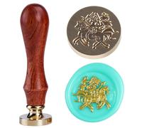 Tampon à cacheter en forme de cheval celtique antique avec valknut - Différents motifs - Deux oiseaux sur des branches - Vintage - Tête amovible en laiton massif - 3 cm - Pour loisirs créatifs