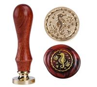 Tampon à cacheter en forme d'hippocampe celtique - Tête en laiton vintage rétro - Avec 1 poignée en bois - Symbole de la chance et de la puissance - 2,5 cm