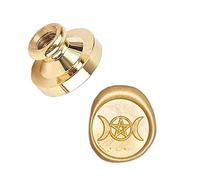 Tampon à cacheter en laiton - Sceau cire vintage motif ésotérique pour lettre, invitation, journal, rituel wicca, scrapbooking - Tête seule interchangeable (triple lune)