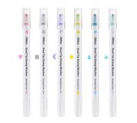 Tampon À Double Pointe Multicolore,Pinceau De Peinture,Surligneur À Tête Souple,Marqueur D'art,Outils De Dessin,Fournitures Scolaires,Cadeau Pour Étudiant,6 Pièces - Type 6pcs-1set