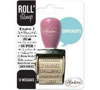 Aladine - Roll' Stamp Compliments - Tampon à Molette - 12 Messages à Tamponner Partout - Idéal pour Bullet Journal, Scrapbooking 2159 Noir