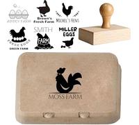 Tampon à œufs personnalisé,Tampons personnalisés pour œufs de poule, motifs uniques, marquage personnalisé pour les fermes, 1.2" x 1.2", grand tampon logo (Tampons pour cartons d'œufs)