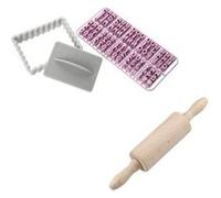 Tampon alphabet pour biscuit Zenker et mini rouleau à pâtisserie