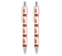 Tampon avec carte et drapeau du Canada - Stylos à bille rétractables - Pointe fine 0,5 - Stylo d'écriture lisse pour journal à domicile ou bureau - 2 pièces AS PIC 1