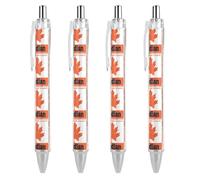 Tampon avec carte et drapeau du Canada Stylos à bille rétractables Pointe fine 0,5 Stylo d'écriture lisse pour journal à domicile Bureau 4 PCS AS PIC 3
