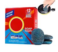Tampon avec Savon, Lot de 12 Tampons De Savon en Laine d'acier, Éponge À Récurer en Acier Réutilisable, Tampons DeRécurage Remplis DeSavon, pour Le Nettoyage delas Vaisselle