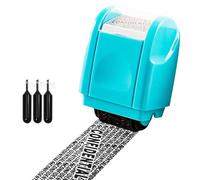 Tampon bloqueur d'adresse, tampon à rouleau pour protection contre le vol d'identité, tampon à rouleau pour la sécurité des données personnelles (tampon bleu + 3 recharges d'encre)