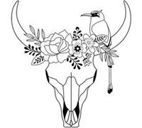 Tampon bois - Tête de buffle - Viva la vida - 76 x 76 mm Multicolore G