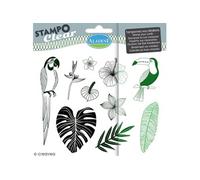 Aladine - Stampo Clear Botanic - Tampons Transparents Créatifs - DIY et Scrapbooking - Placement Précis des Motifs - Planche de 15 Tampons en Silicone, Jungle