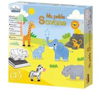 Tampon - CREA LIGN - Ma Petite Savane - 10 tampons en mousse - Encreur gris - Pour enfants à partir de 3 ans