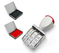 Tampon Dateur, Dateur à Encrage Séparé, Kit de Marquage d'Œufs, 2 Tampons Encreurs Rouge et Noir, Caoutchouc 4mm, Changement de la date avec les Molettes