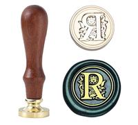 Tampon de Cachet de Cire Initial - Cachet de Cire Alphabet, Kit de Cachet Vintage Lettre R, Cachet en Laiton de 25mm/0,98 Pouce pour Enveloppes, Invitations et Mariage