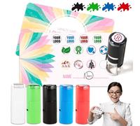Tampon de carte de fidélité personnalisé auto-encreur et rechargeable, 4 options de couleur d'encre. Téléchargez votre logo 12 mm Mini tampon personnalisé pour cartes de café, programmes de récompense
