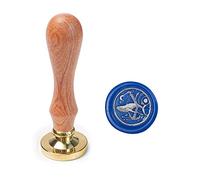 Tampon de cire à cacheter, ANBOSE Animal Tampon de cire à cacheter avec tête en laiton amovible Poignée en bois, Lune étoile Baleine Cire à cacheter pour cire à cacheter d'enveloppe