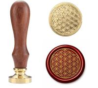 Tampon de cire à cacheter en cuivre avec poignée en bois, géométrie sacrée (fleur de vie)