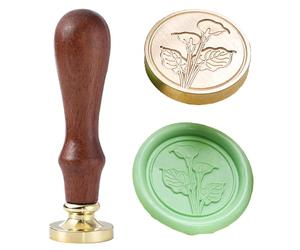 Tampon de cire à cacheter en forme de fleur de lys calla avec poignée, en laiton de 25 mm pour loisirs créatifs, scellage de documents, invitations