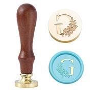 Tampon de cire à cacheter lettre G - Tampon de cire à cacheter initiale avec fleur, 25 mm - Tampon graphique en laiton pour enveloppes, invitations ou cadeaux de Saint-Valentin