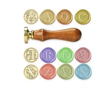 Tampon de cire avec initiale botanique, tête en laiton amovible et poignée en palissandre pour sceller les lettres de l'alphabet - Tampon initial de style vintage personnalisé (I)