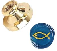 Tampon de cire de rechange en laiton - 25 mm - Doré - Jésus chrétien - Sceau de cire (croix chrétienne poisson)