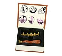 Tampon de cire, kit de tampons de cire ANBOSE comprenant 6 têtes en cuivre et 1 manche en bois, kit de tampons de cire à cacheter pour cartes de lettres