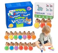 Tampon De L'alphabet - Ensemble D'apprentissage Éducatif Avec Cartes Flash, Jouet De Jeu De Mathématiques Portable, Aide Pédagogique Créative Pour La Maternelle, Kit D'impression De Chiffres Et De Let